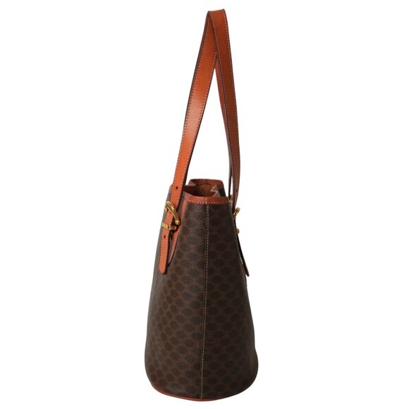 CELINE Macadam Tote Bag – Vintage Bucket Style Brown | Coated Canvas and Leather - Picture 4 of 10